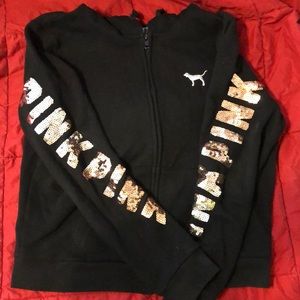 PINK hooded zip up sweatshirt